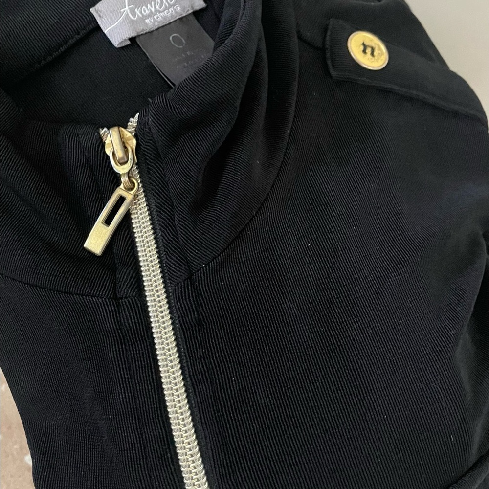 Travelers Chico Black Zip Cardigan & Gold Hardware Cinched Waist Summer Preppy!